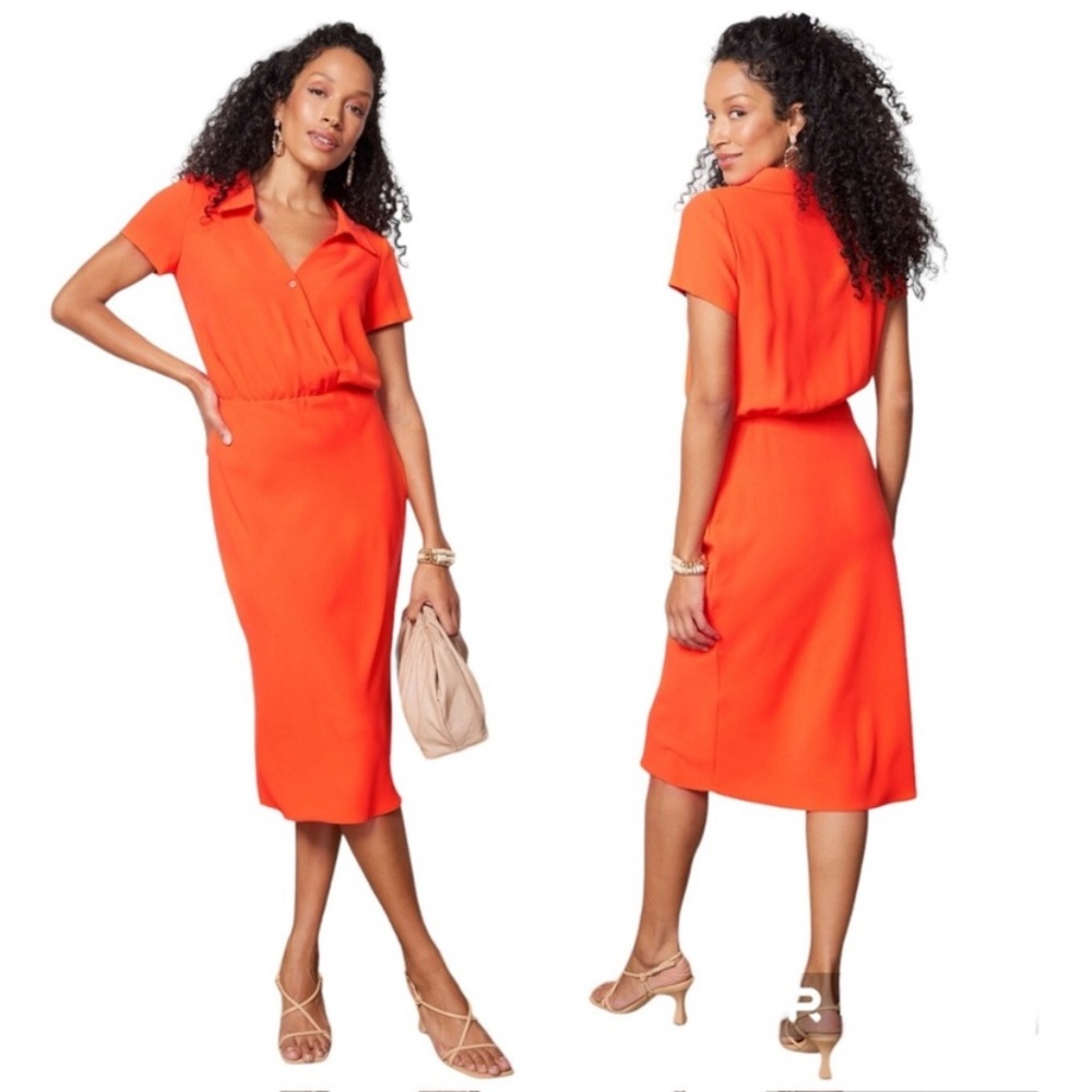 AMANDA UPRICHARD Reya Collared Sheath Midi Dress \\ XS